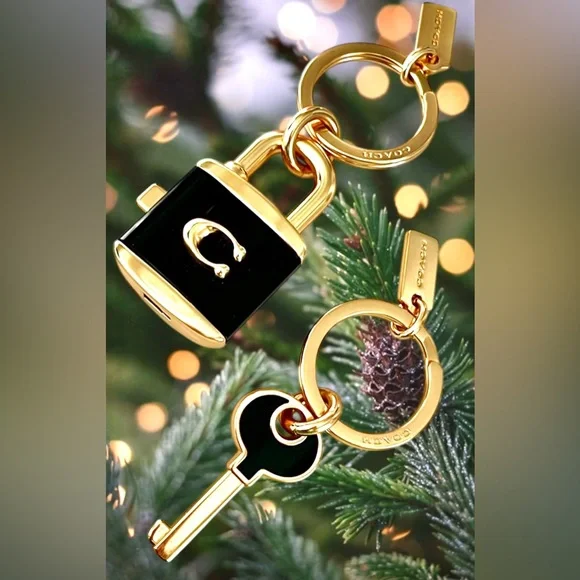 NWT Coach 2 Pc Lock & Key Double key rings/Bag Charm Unisex - Picture 6 of 10